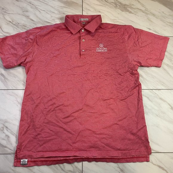 Peter Millar Cotton Golf Polo The Old Course at St Andrews Links Pink Salmon XL - Picture 2 of 6